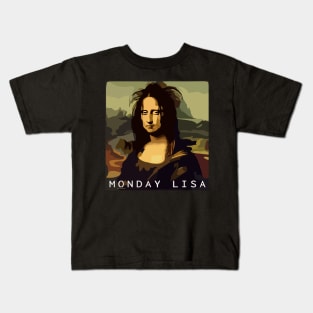 Monday Lisa Mona Lisa Funny Art Edited Kids T-Shirt